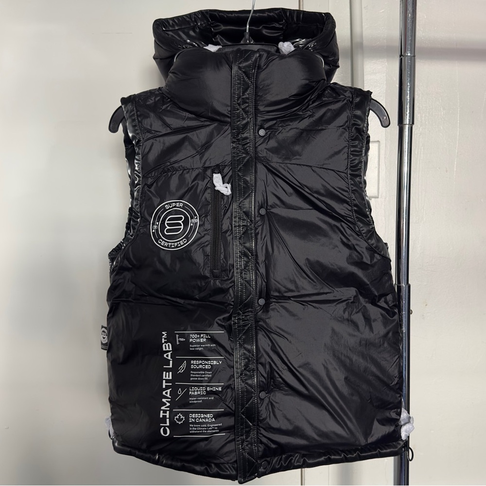 Aritzia The Super Puff Vest in Black Liquid Shine Goose Down Puffer Vest Small - Picture 6 of 11